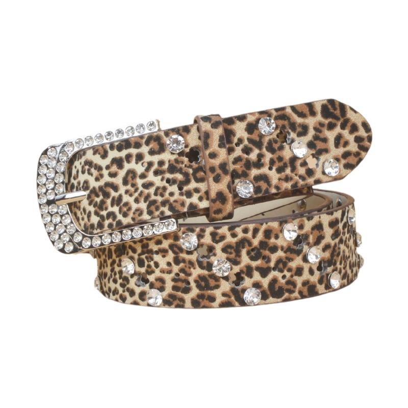 

Women Belts with Rhinestone Light Luxury Ladies All-match Waistband леопард друку кольору