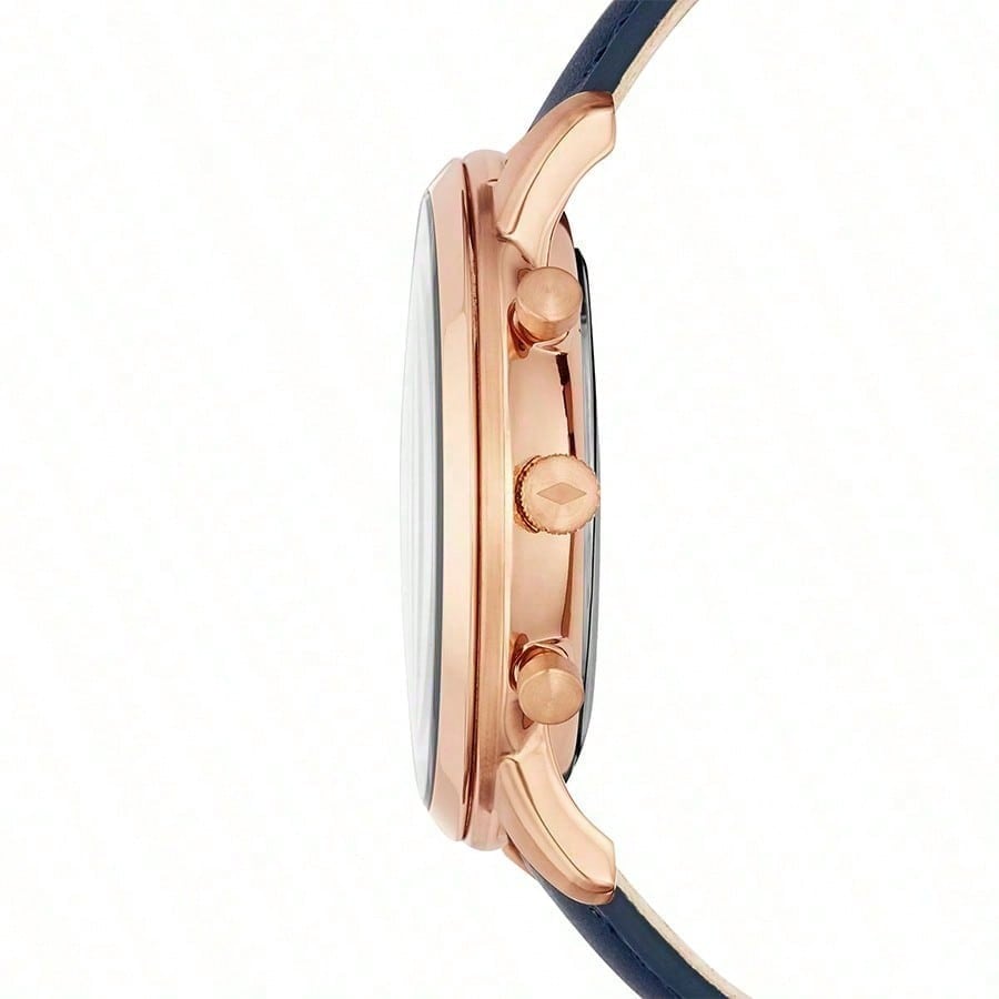 Fossil Men's 44mm Neutra Chronograph Navy Leather Watch FS5454