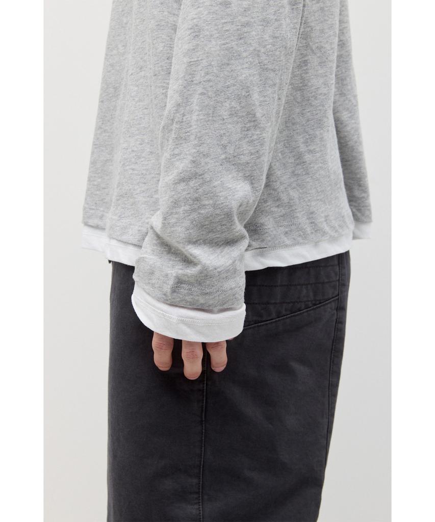 HATCHINGROOM Two Face Ringer Tee M.Grey/White
