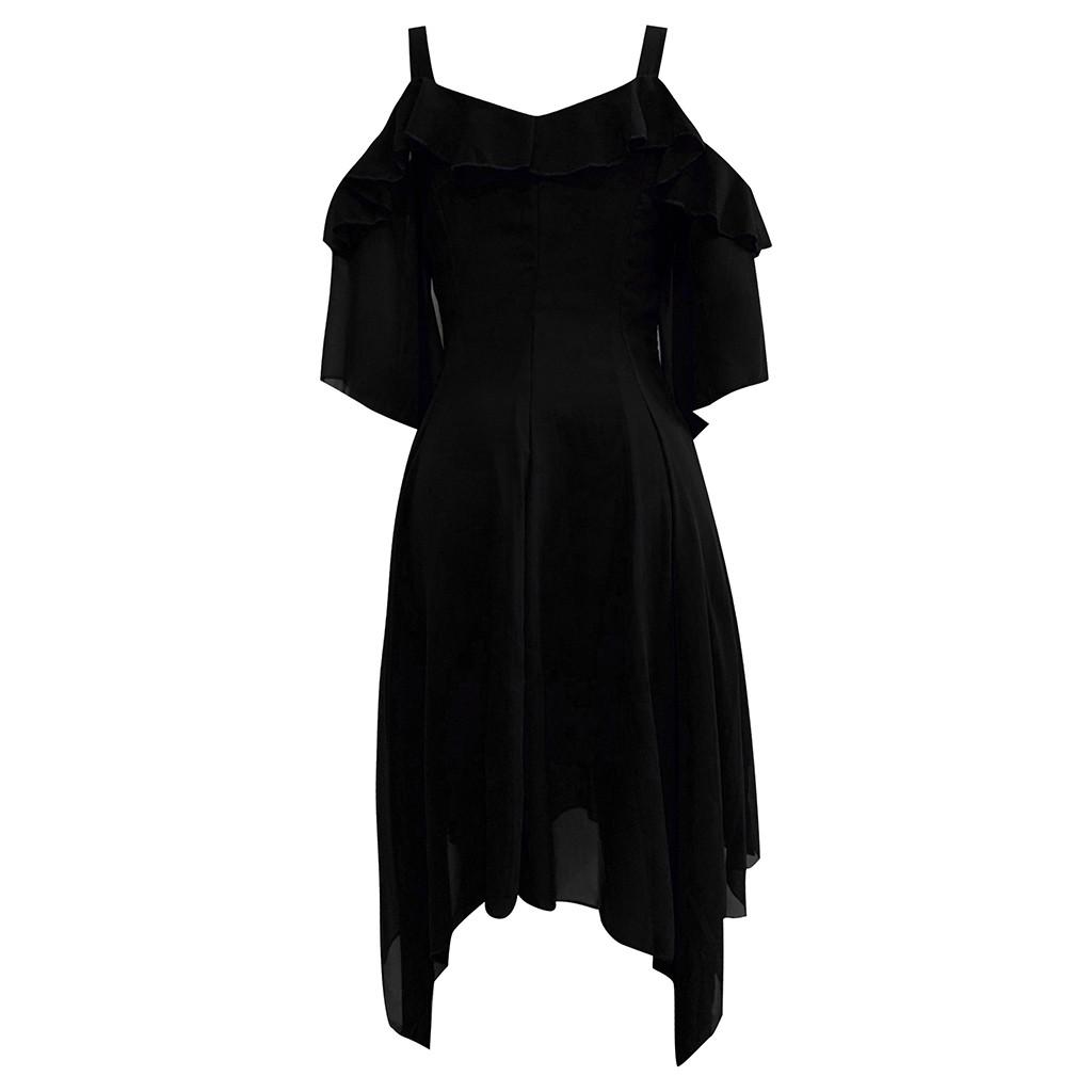 Damesmode Dark In Love ruchemouwen off-shoulder gotische midi-jurk