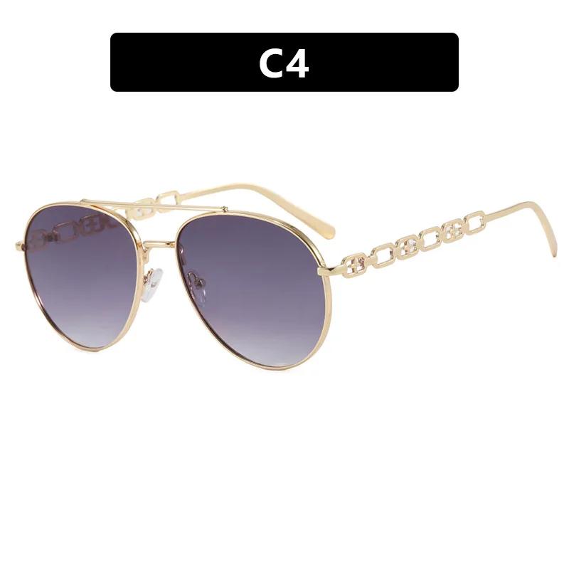 Vintage Pilot Metal Chain Sunglasses Women For Men  New Sun Glasses Punk Luxury Brand Designer Popular Big Frame Sexy Shades