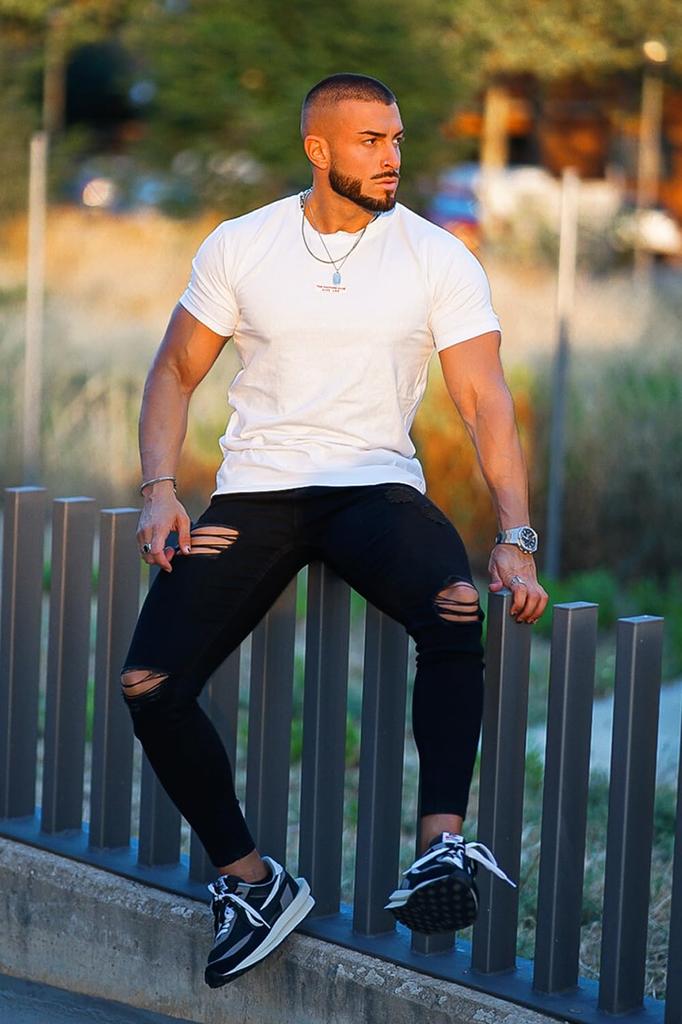 GINGTTO Distressed Stretch Denim Pants Men's Jeans,