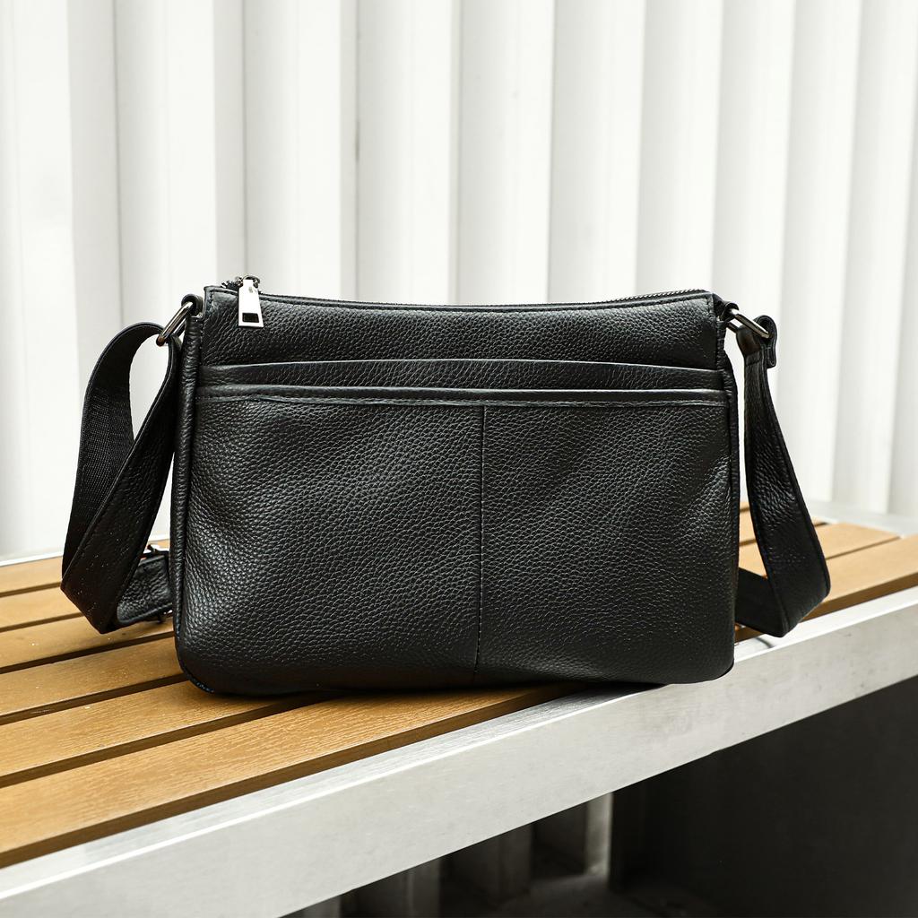 Geantă de damă din piele naturală la modă, de mare capacitate, cu mai multe straturi, geantă de umăr simplu, piele de vacă strat superior, geantă crossbody de mare capacitate