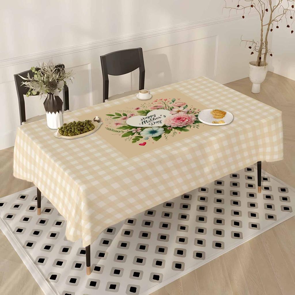 Mother'S Day Tablecloth Flowers Letters Festival Home Restaurant Dust-Proof Beautiful Wear-Resistant Decoration