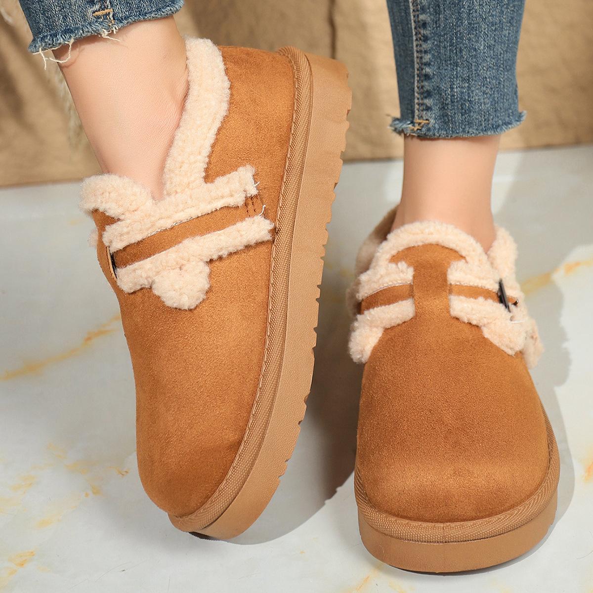 Женские зимние повседневные снегоступы, ботильоны на искусственном меху с декоративной металлической пряжкой, лоферы для улицы 41 коричневый