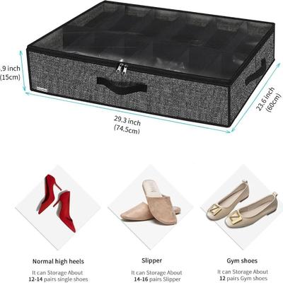 Under-bed Shoe Storage Rack Sturdy Handle Transparent Window Premium Foldable Bed Sole Shoe Box Home Storage Convenient