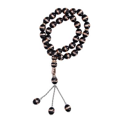 Gebetsperlen Leicht Langlebiges Harz Eleganter Stil Attraktives Muslimisches Armband für Frauen MännerSchwarz