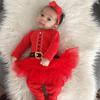 Christmas Santa Claus Baby Girls Tulle Jumpsuit One-Piece Suit Clothes for 0-24 Months