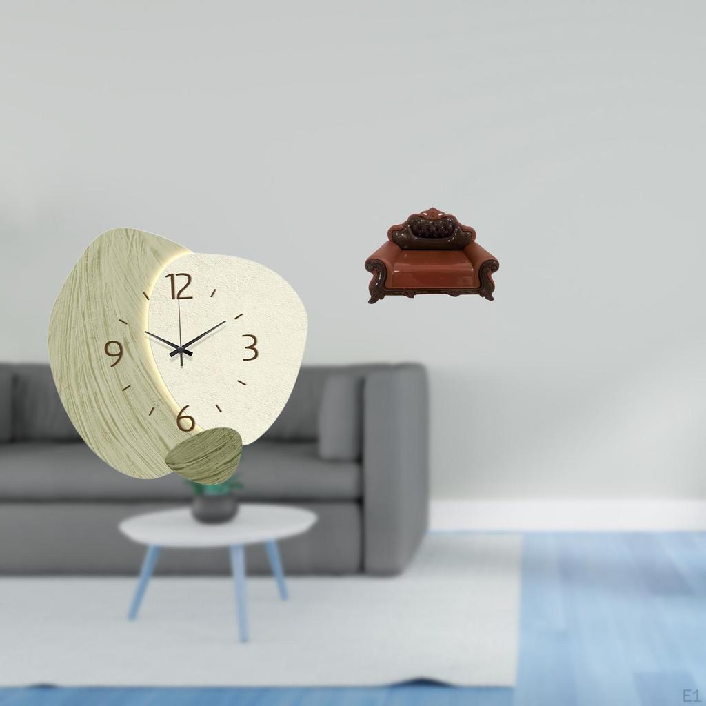 Silent Cartoon Wall Clock Decor for Kitchen Office Farmhouse with Miniature Sofa Chair Model DIY