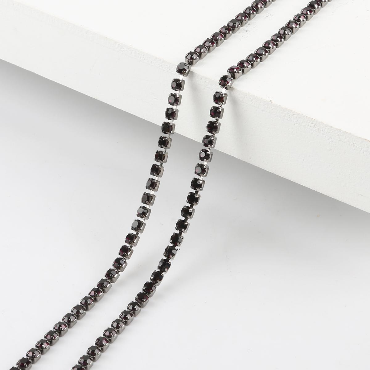 

Цепочка со стразами плотности 1 м, пришитая на клею серебряная основа, отделка стразами, аксессуары для самостоятельного изготовления SS6.5 Width 2.0MM