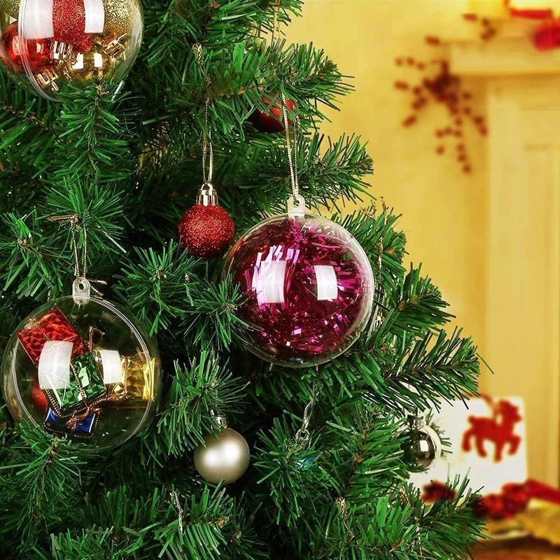5-10CM Christmas Transparent Balls Hollow DIY Plastic Fillable Bauble Xmas Tree Hanging Ornaments Home Party Gifts Box Decor