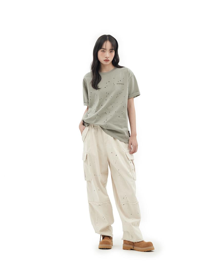 Depeugameoncheu Spiral Lizard Damaged T-Shirts [Khaki]