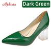 Fashion Aphixta 7cm High Heels Women Lady Orange Leather Pumps Female Wedding Green Transparent Shoes Drop Shipping Plus Size  30-50
