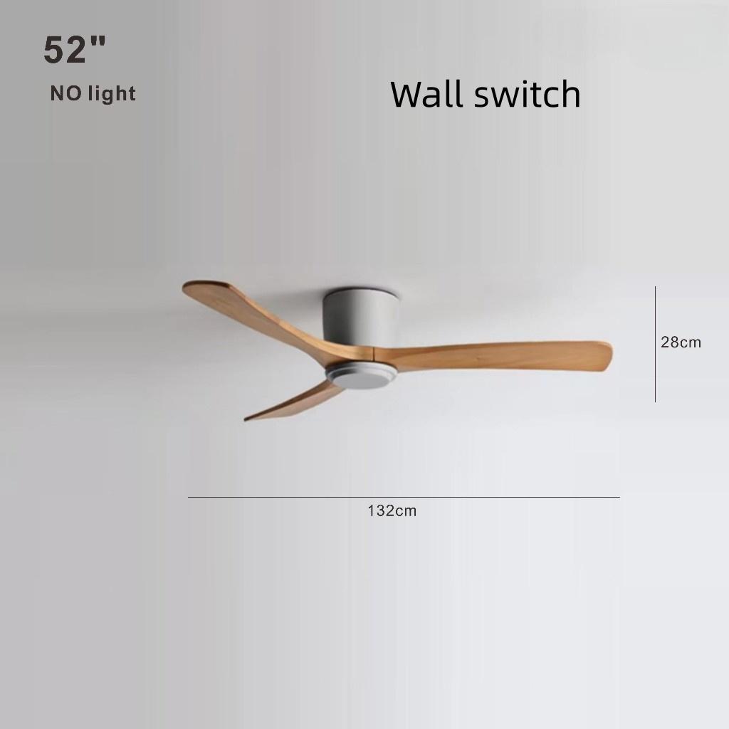 Nordic Minimalist Variable Frequency Fan Living Room Bedroom Solid Wood Ceiling Fan Creative Villa Hotel Decoration Fan