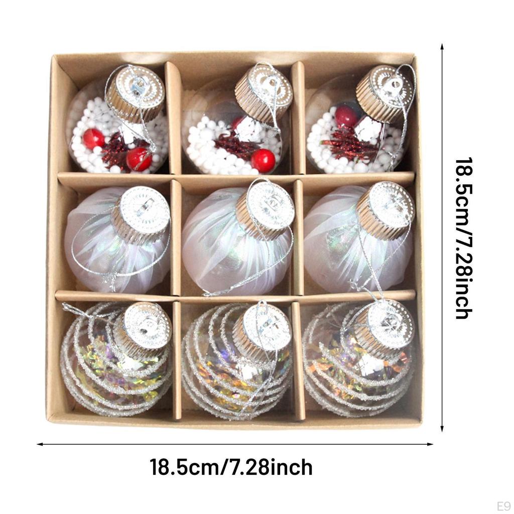 9 Pieces Christmas Balls Ornaments Baubles Pendants Decorative Xmas Tree Decor for