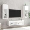 VidaXL Meuble TV avec Lumières LED, Armoire de Télévision Murale avec Rangement, Meuble Télé Suspendu Salon, Moderne, Blanc 837127