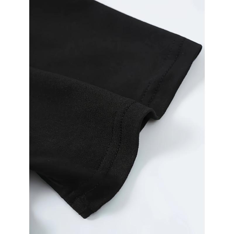 Beard Skull Pattern T-Shirt | Soft Men'S Crew Neck Short Sleeve, Orange and White Color Block Print, Casual Street Style, Comfortable Fit, Plus Size