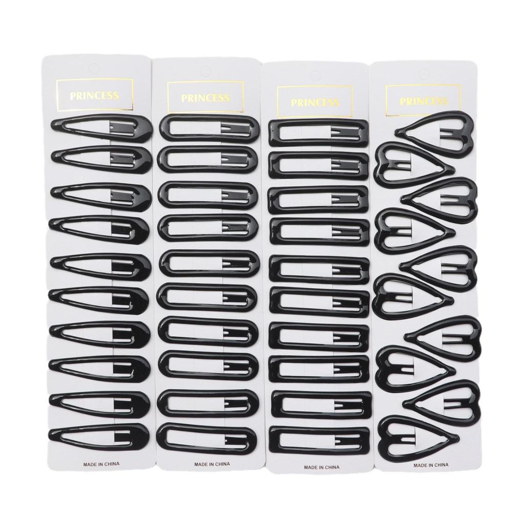 10-Piece Black Enamel Hair Clip Set for Women - Simple Forehead Stray Hair and Bangs Side Clips