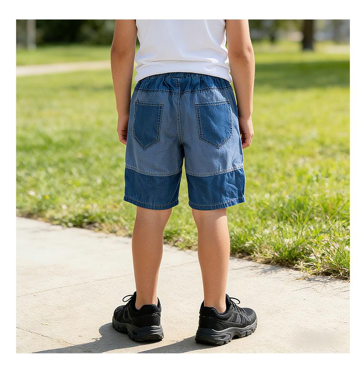 Boys' denim shorts, mid size children's summer thin and loose five quarter pants