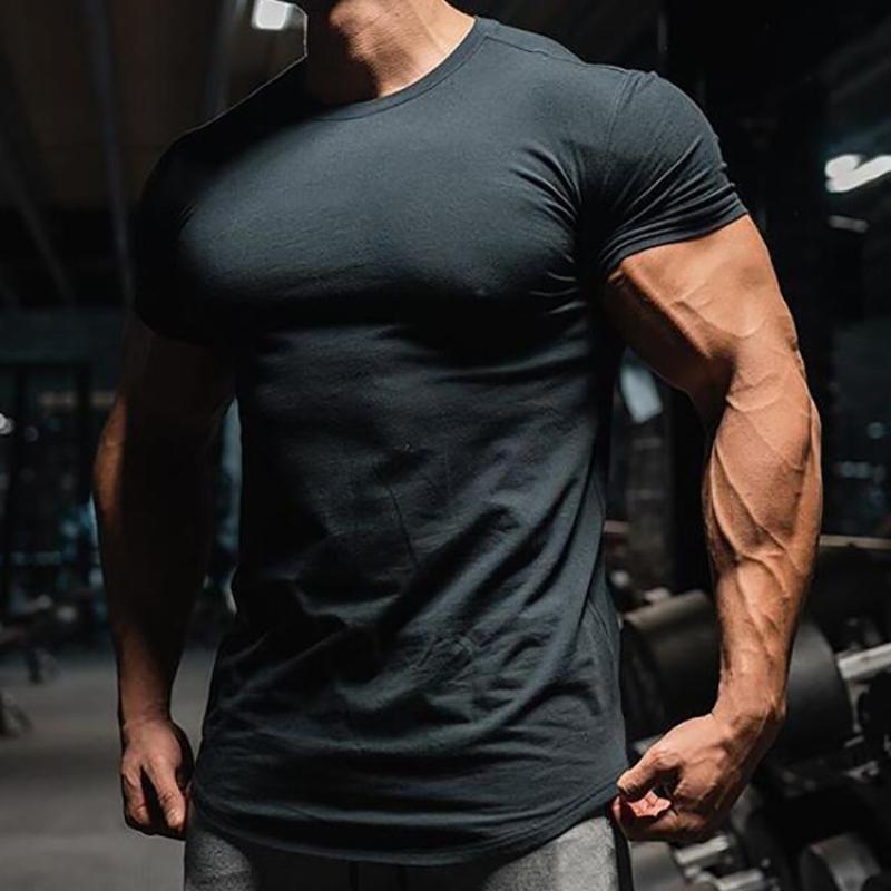 Men's Casual Slim Fit Short Sleeve T-Shirts Classic Solid Cotton Crew Neck Sports Tees Tops Summer Gym T Shirts Fitness Clothing