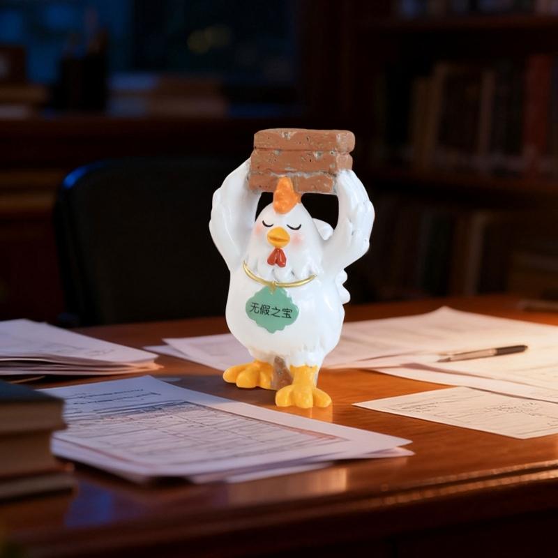 Resin Chicken Figurines with Brick Chicken Garden Statues Decors Decorative Ornament for Home Table Desk Yard Decors