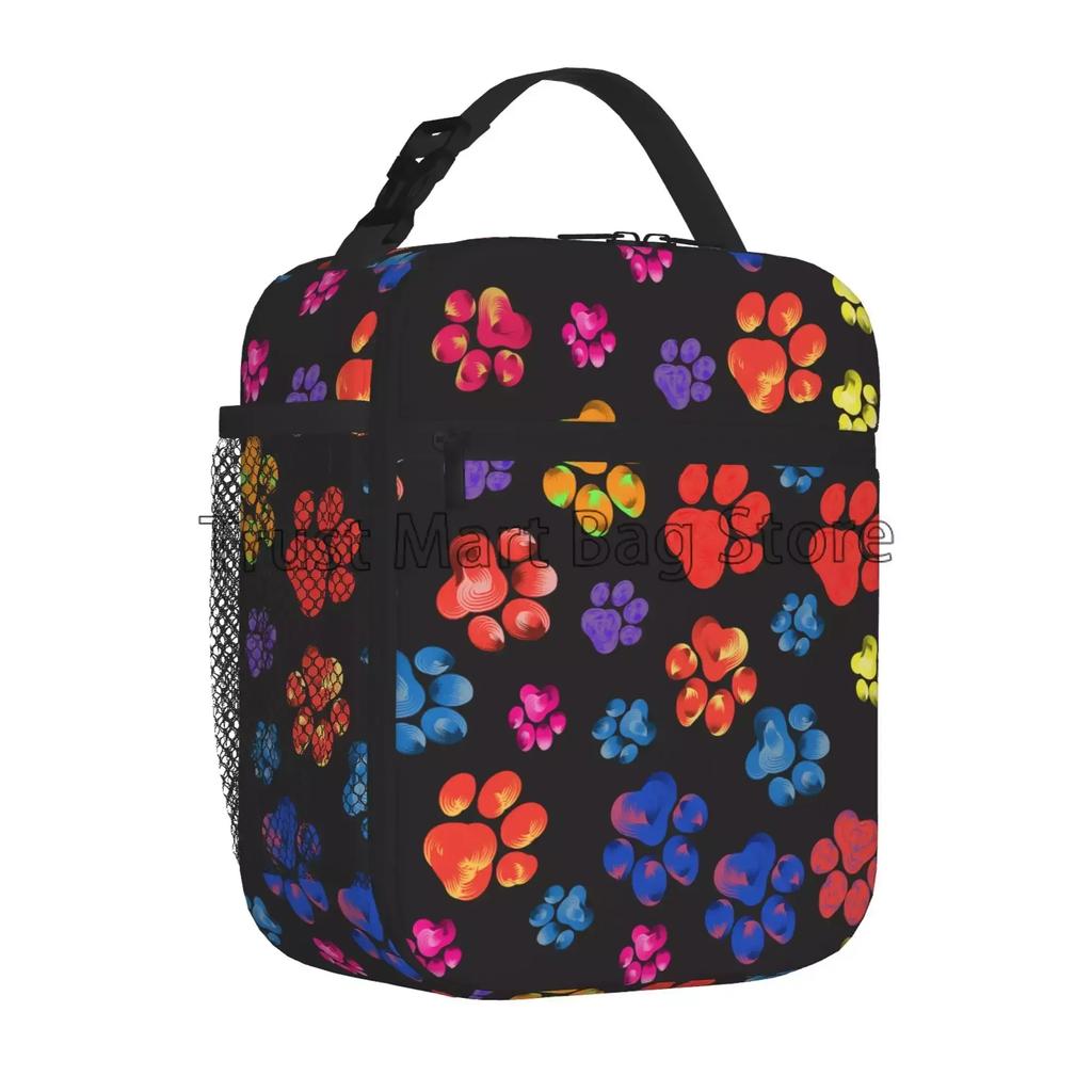 Dog Paw Print Insulated Lunch Bag for Women Reusable Lunch Box for Work School Picnic Cooler Thermal Bento Bag for Boys Girls