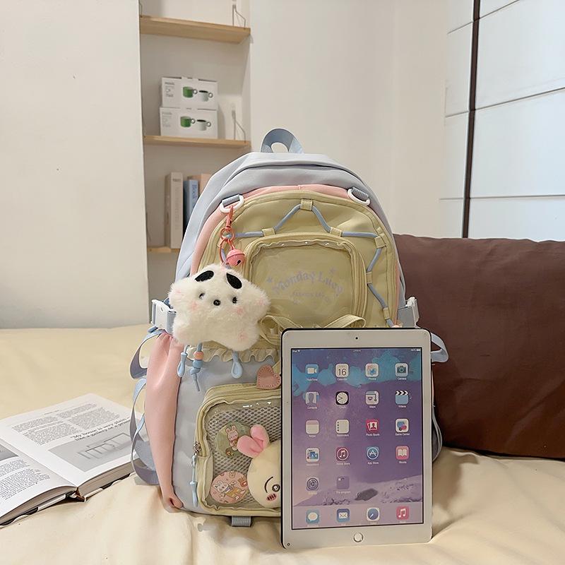Wasserabweisender, verschleißfester Nylon-Rucksack im koreanischen Stil für High-School-Mädchen