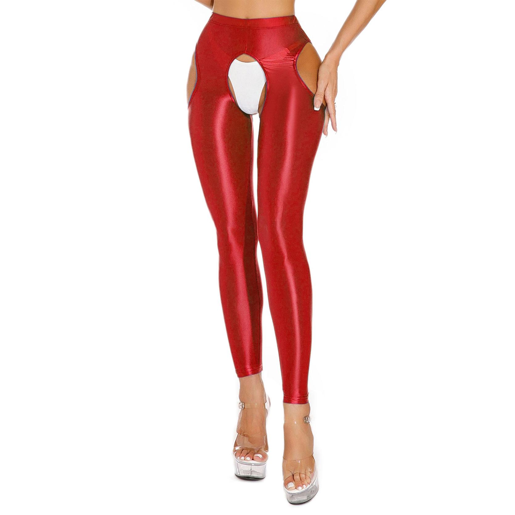 

Женские леггинсы с высокой талией для спортзала, колготки с вырезами, компрессионные брюки для йоги для тренировок XXL красный