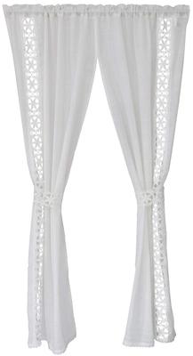 Sunny Day Fabric Patrice Curtain with 120cm Wide X 145cm Lace Embroidery Tassels, Approx. Long,
