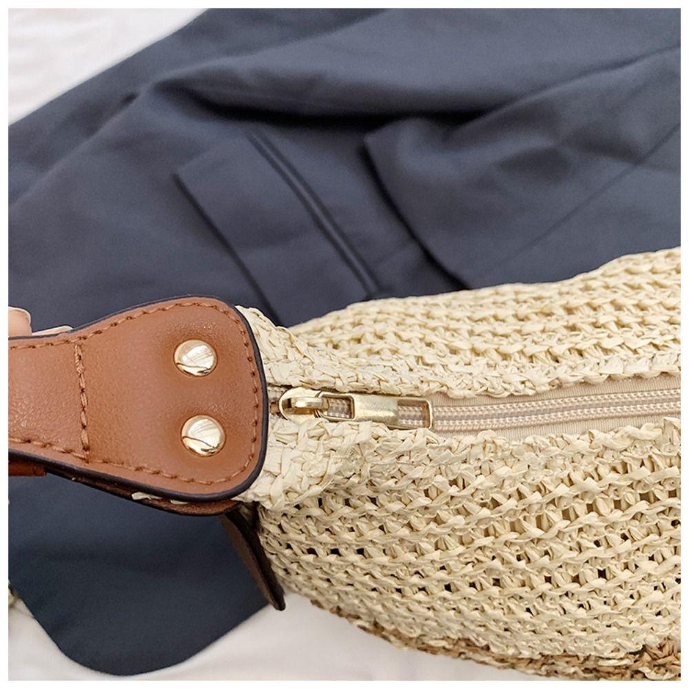 Fashion Weave Tote Bag Large Capacity Summer Beach Straw Handbag Sweet Bohemian Shoulder Bag  Girls