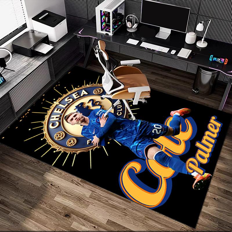 1pc Office Printed Area Carpet, Chelsea FC Rug, Home Sofa Chair Mat For Christmas and Halloween Décor