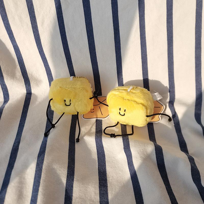 Niche Cute Cheese Butter Small Man Pendant Plush Male Doll Car Keychain School Bag Hanging Decoration for Women