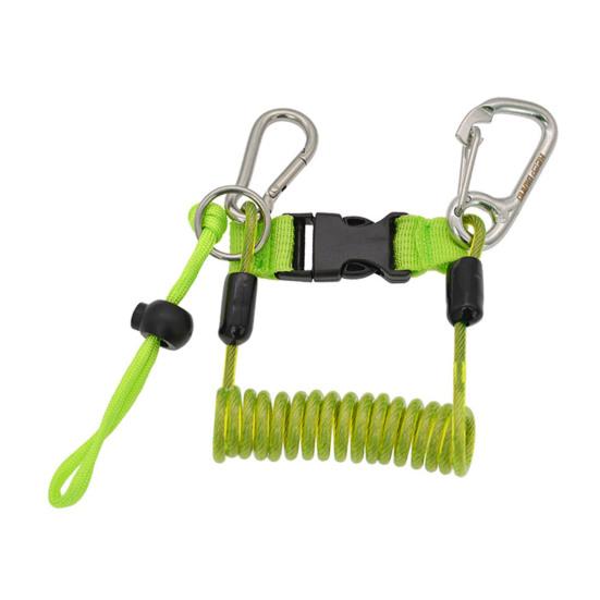 

Строп для подводного плавания с пружиной из нержавеющей стали с быстросъемной пряжкой, страховочный трос для подводной камеры, фонарика зелёный