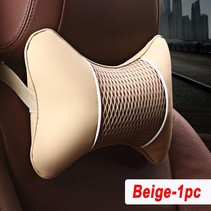 PU Leather Knitted Car Pillows Headrest Neck Rest Cushion Support Seat Accessories Auto Black Safety Pillow Universal Decor