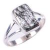 Natural Black Rutile Gemstone Handmade 925 Solid Sterling Silver Ring S.7 k7C06