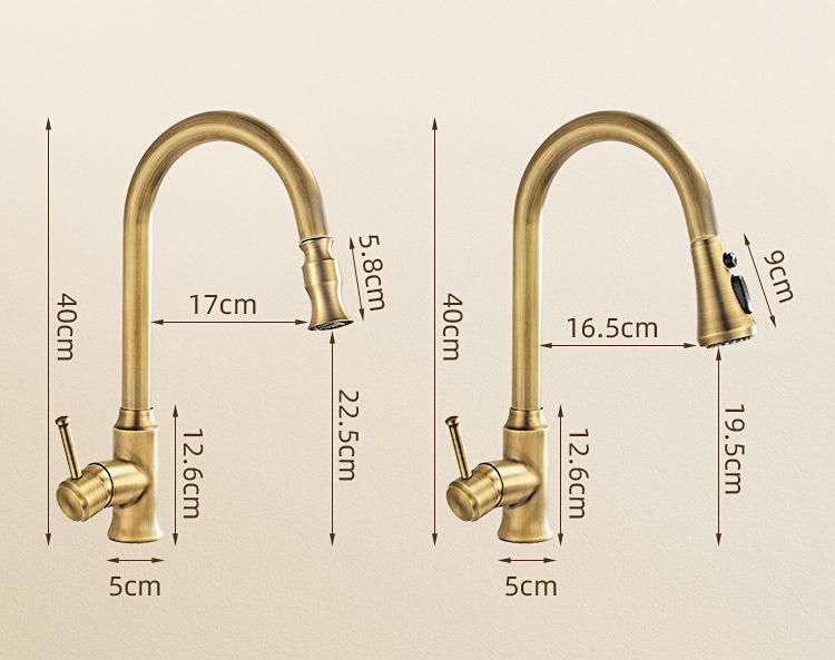 Antique Brass Kitchen Faucet Pull Out Spout Kitchen Faucets Black Single Hole Swivel Hot Cold Water Kitchen Mixer Tap Black