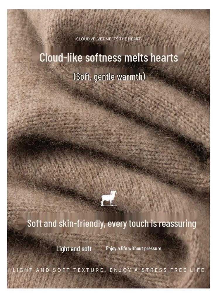 Women's Double-Ply Wool Knitwear – Thick, Soft Cashmere Half-High Collar Sweater for Autumn & Winter.