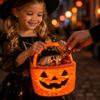 Halloween Glowing Pumpkin - Plush Candy Bag with Handle, Light Up or Decorations, Novelty Gift for Kids and Adults