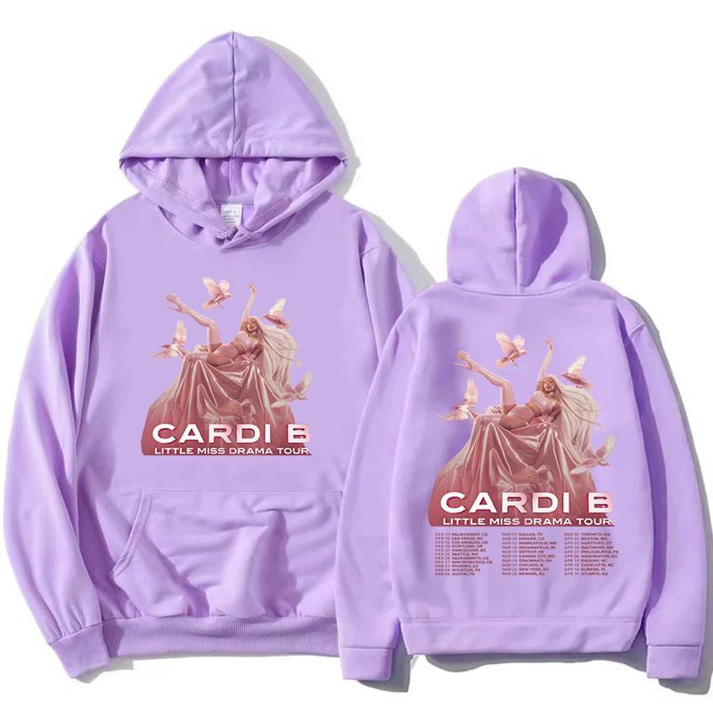 LittleMiss Drama Tour Hoodies Singer Cardi B Graphic Printing Sweatshirts Winter Fleece Casual Hooded Pullover Unisex Streetwear
