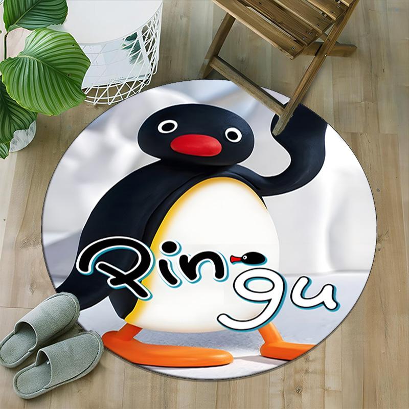 1pc Pingu2 Carpet, Round Rug, Comfortable, Suitable for Entryways, Living Rooms, Office, And Bedrooms, Christmas Decoration
