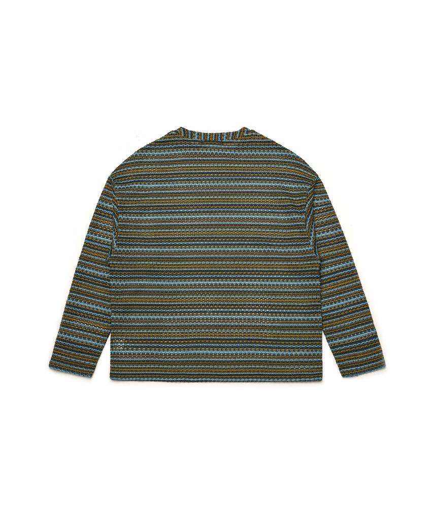 C WEAR BY THE GENIUS See-Through Craft Knit Pullover Khaki