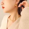 European & American Niche Design 18K Gold-Plated Titanium Steel C-Shaped Round Bead Earrings