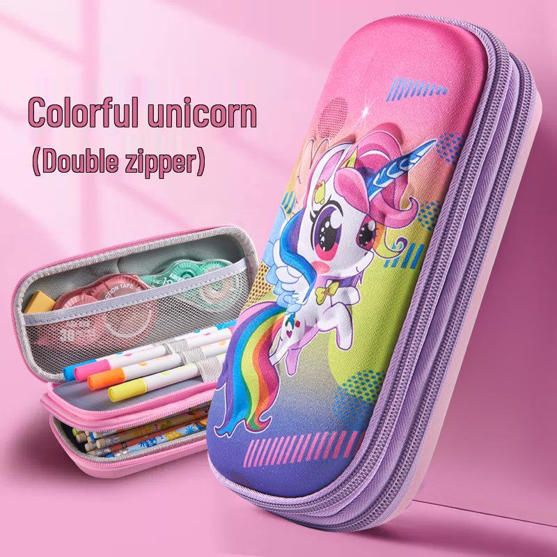 Double Layer 3D Zipper Pencil Case - Large Capacity for Elementary School Students