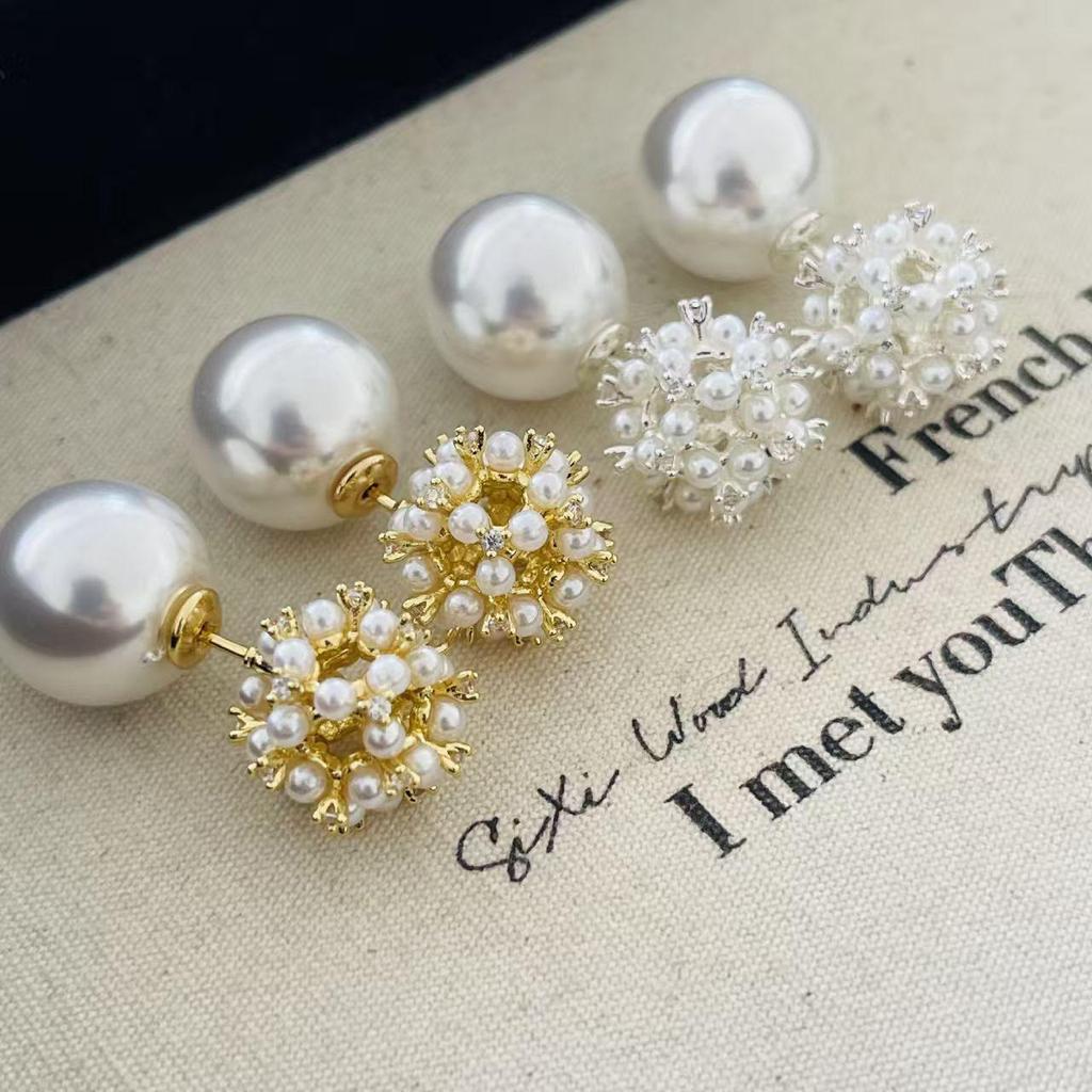 Eleganckie Francuskie Kolczyki z Cyrkoniami, Fajerwerkami i Perłami - Wszechstronna Luksusowa Moda dla Kobiet