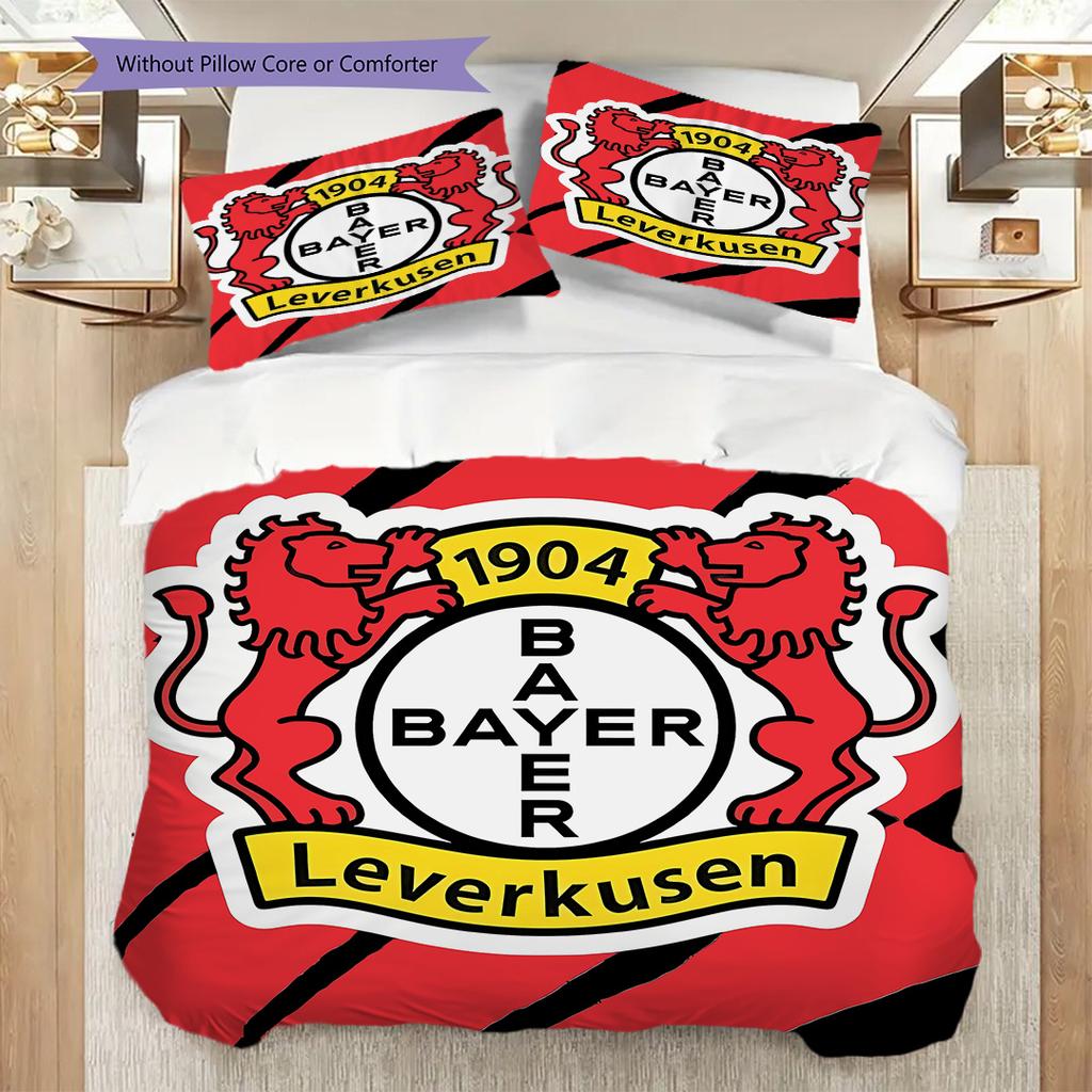 Bayer 04 Leverkusen Pattern Bedding Quilt Set Quilt Cover Pillowcase Home Decoration Birthday Gift (1 * Duvet Cover + 2 * Pillowcase, Without Core)