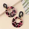 Premium Acrylic Hollow Out Geometric Round Leopard Print Vintage Colorful Dangle Earrings Women Lightweight Fashion Jewelry