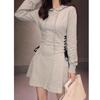 Spring New Korean Version Large Size Women's Clothing Short Dress Hooded Drawstring Sweater Short Skirt Sports Style