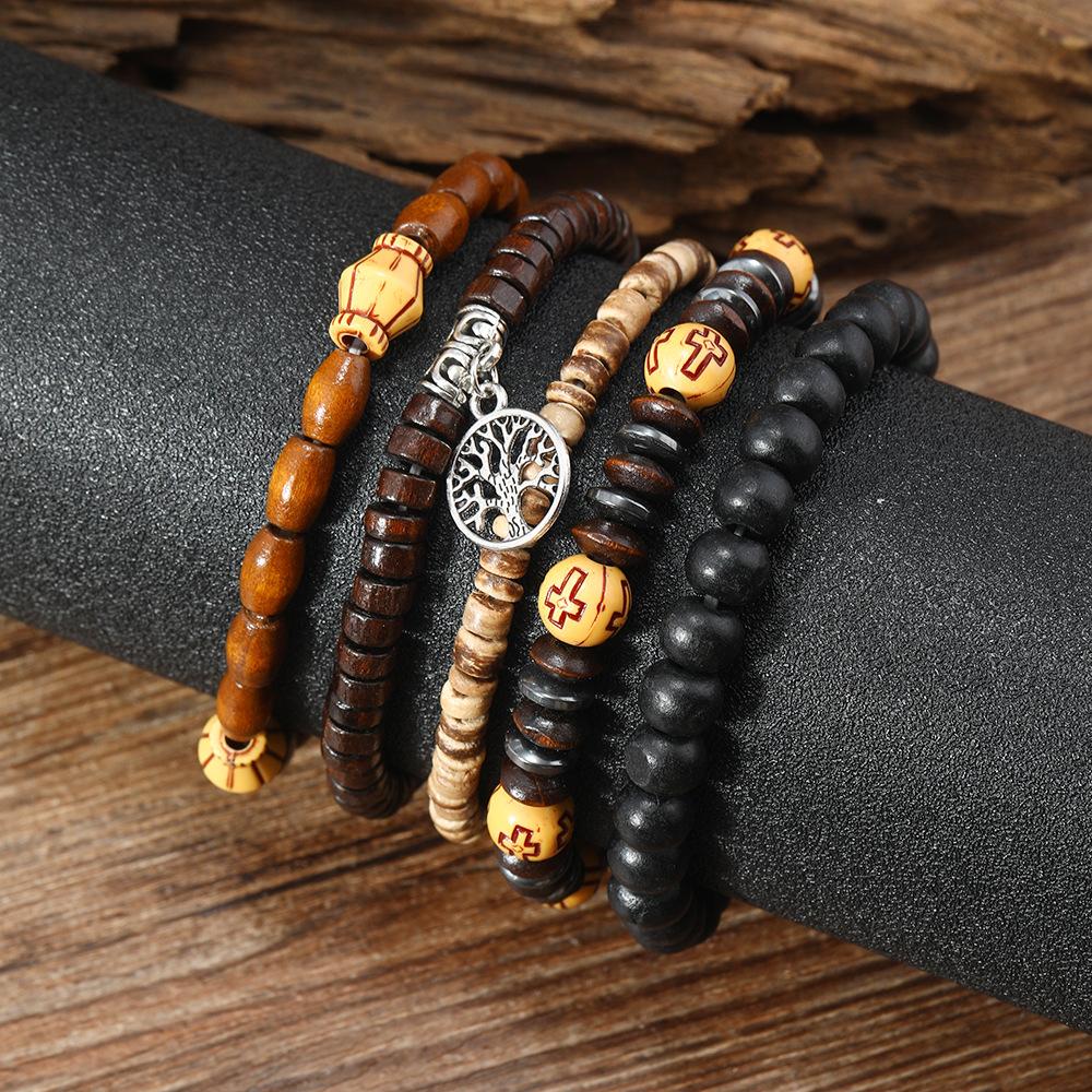 iF ME 20 Piece Retro Bohemian Style Men's Handmade Bead Bracelet Set, A Fashionable Gift for Friends, Sons, and Grandsons