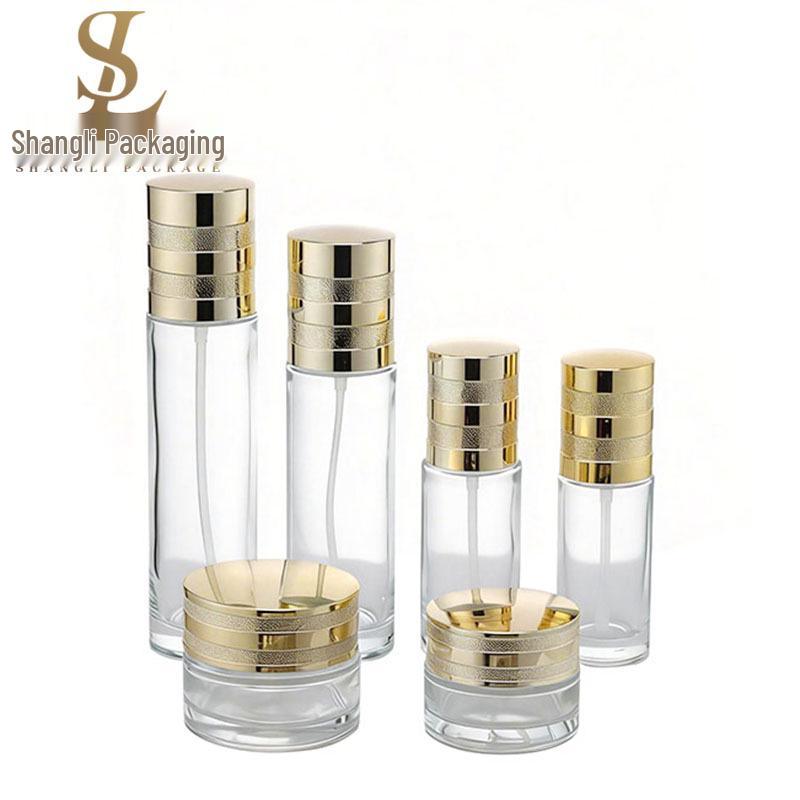 

Cylindrical Skincare Set: 120ml Toner, 40ml Serum, 50g & 30g Cream Bottles 40ml transparent glass bottle