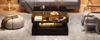 80*80*45cm Height-Adjustable Coffee Table with Hidden Storage and 2 Drawers, LED Lights, High-Gloss, Made of Tempered Glass, Black